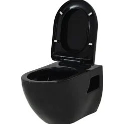 Sanitair & Loodgietersbenodigdheden*vidaXL Hangend toilet met verborgen stortbak keramiek zwart