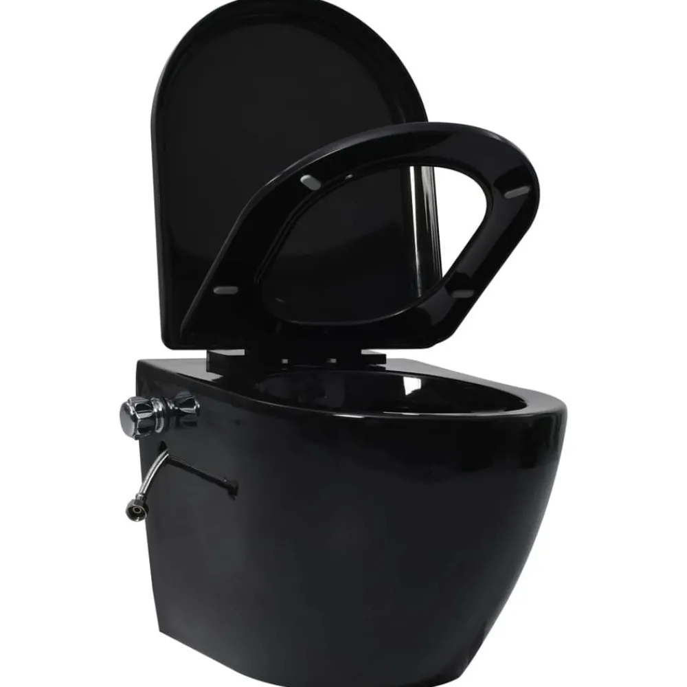 Hangend toilet randloos met verborgen stortbak keramiek wit>vidaXL Clearance