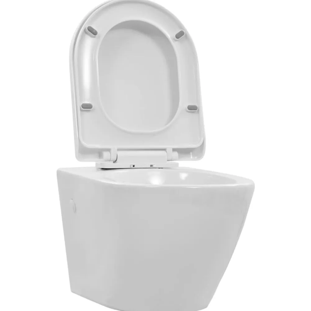 Hangend toilet randloos keramiek>vidaXL Clearance