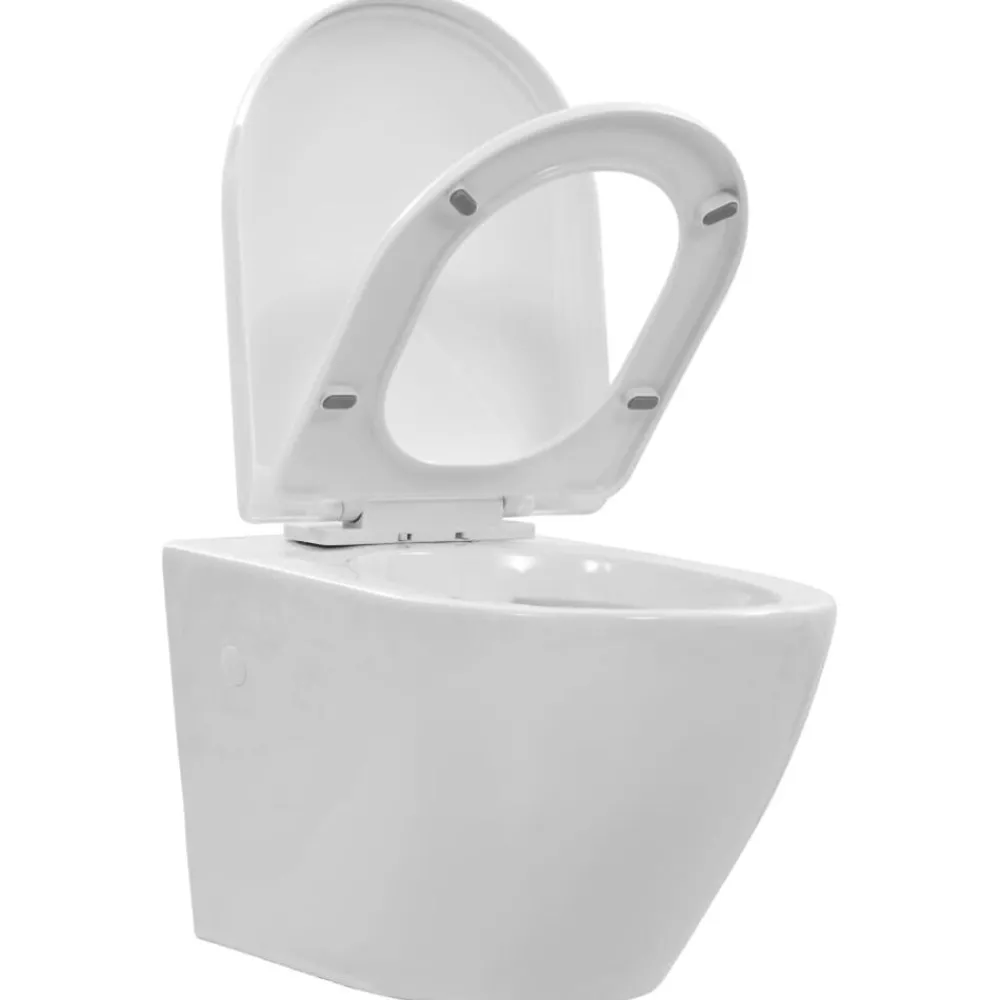 Hangend toilet randloos keramiek>vidaXL Clearance