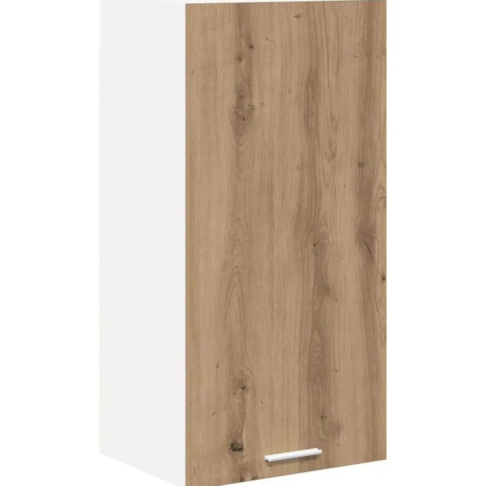Kasten & Opbergmeubelen*vidaXL Hangkast Ambachtelijke Eik en Wit 40 x 31 x 80 cm Bewerkt hout Artisanaal eiken