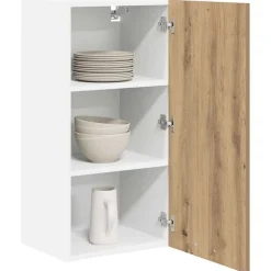 Kasten & Opbergmeubelen*vidaXL Hangkast Ambachtelijke Eik en Wit 40 x 31 x 80 cm Bewerkt hout Artisanaal eiken