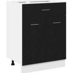 Kasten & Opbergmeubelen*vidaXL Hangkast met lade 60 x 46 x 81,5 cm Bewerkt hout Zwart eiken