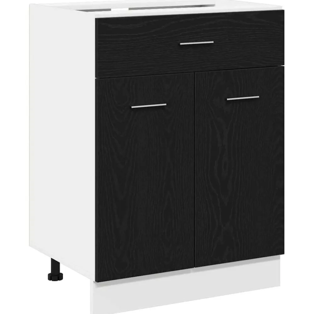 Kasten & Opbergmeubelen*vidaXL Hangkast met lade 60 x 46 x 81,5 cm Bewerkt hout Zwart eiken