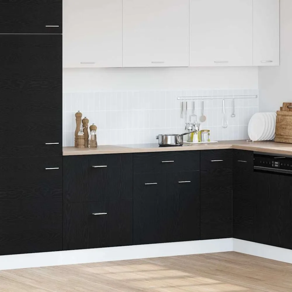 Kasten & Opbergmeubelen*vidaXL Hangkast met lade 60 x 46 x 81,5 cm Bewerkt hout Zwart eiken