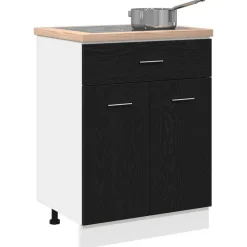 Kasten & Opbergmeubelen*vidaXL Hangkast met lade 60 x 46 x 81,5 cm Bewerkt hout Zwart eiken