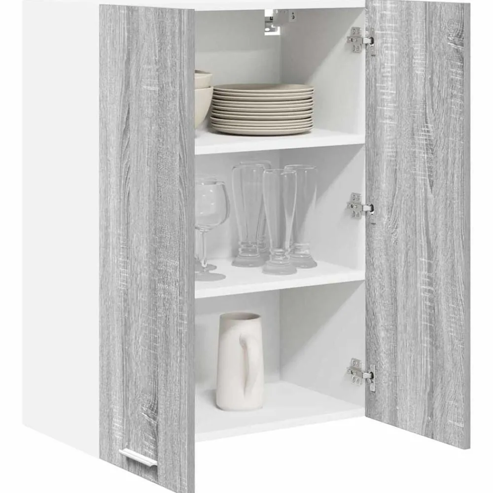 Kasten & Opbergmeubelen*vidaXL Hangkast met opslag 60 x 31 x 80 cm Bewerkt hout Grijs sonoma