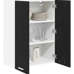 Kasten & Opbergmeubelen*vidaXL Hangkast met opslag 60 x 31 x 80 cm Bewerkt hout Zwart eiken