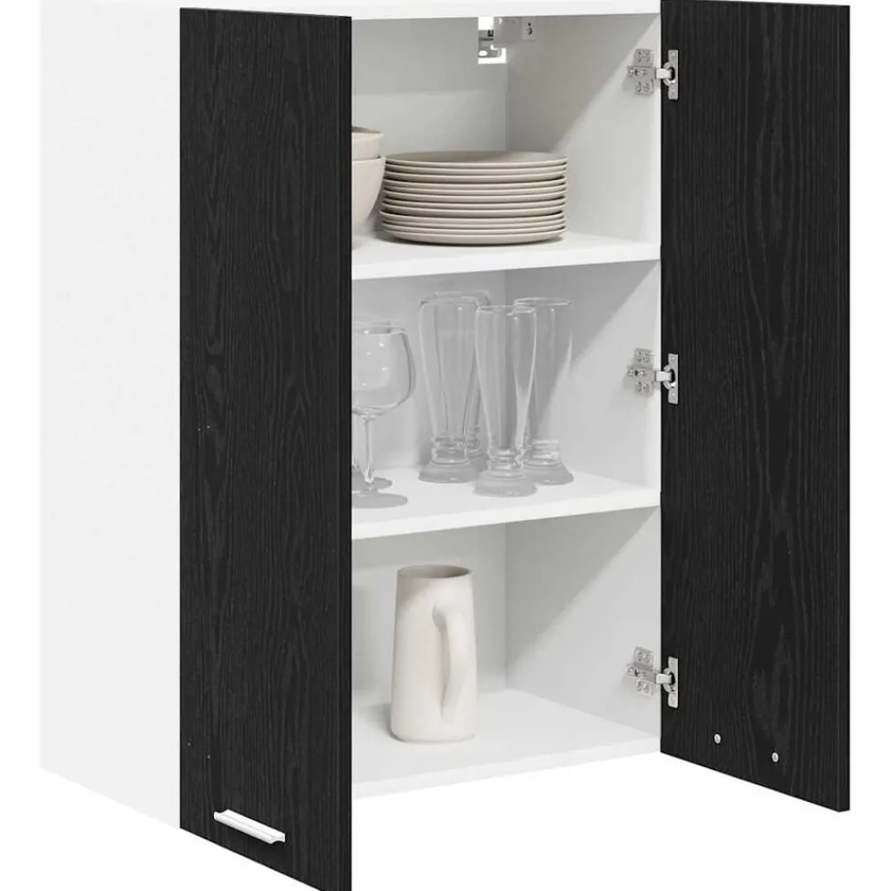 Kasten & Opbergmeubelen*vidaXL Hangkast met opslag 60 x 31 x 80 cm Bewerkt hout Zwart eiken