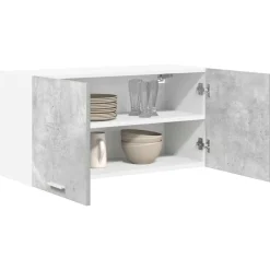 Kasten & Opbergmeubelen*vidaXL Hangkast met opslag 80 x 31 x 40 cm Bewerkt hout Beton grijs