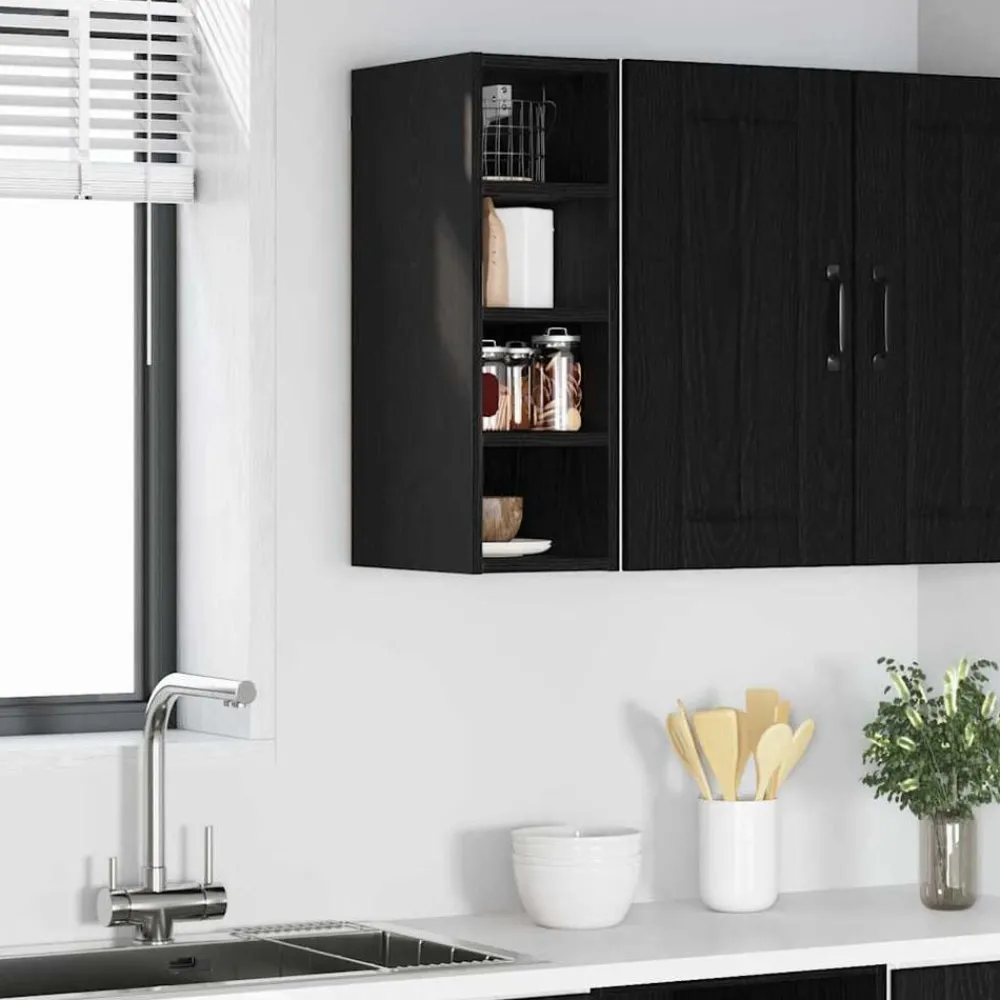 Kasten & Opbergmeubelen*vidaXL Hangkast met plank 20 x 29,5 x 60 cm Bewerkt hout Zwart eiken
