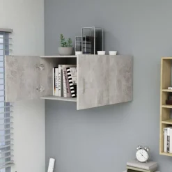 Boekenkasten & Wandplanken*vidaXL Hangkast 80x39x40 cm bewerkt hout Betongrijs