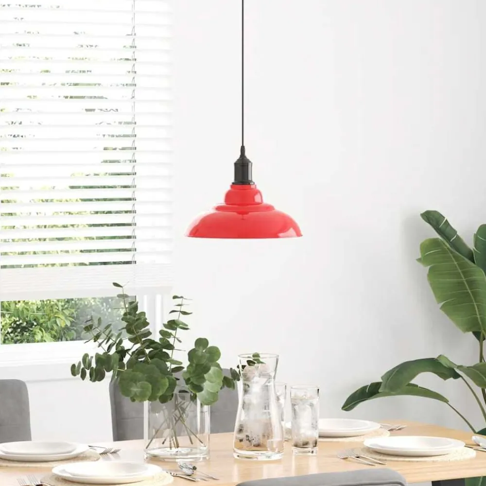 Hanglamp in hoogte verstelbaar E27 Ø31 cm metaal glanzend rood>vidaXL Best