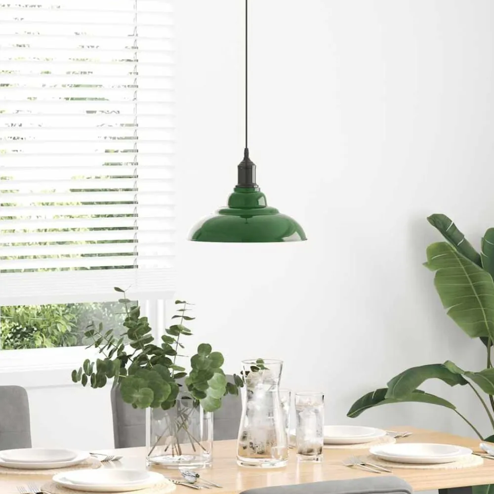 Hanglamp in hoogte verstelbaar E27 Ø31 cm metaal glanzend groen>vidaXL Hot