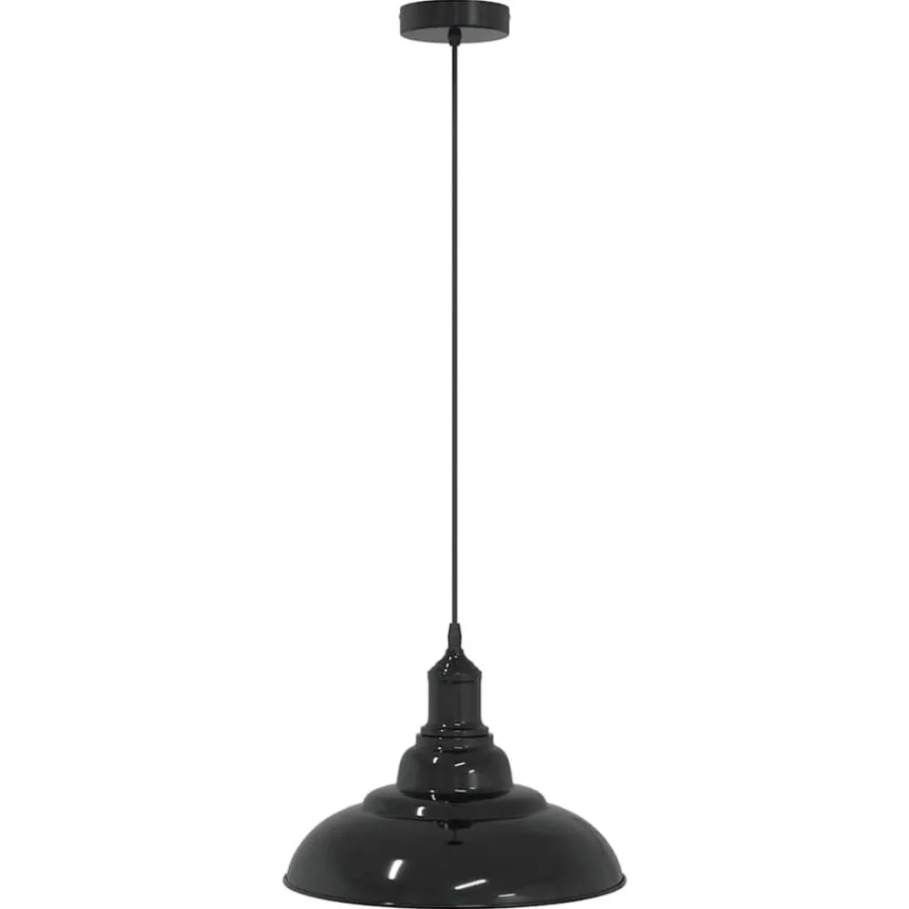 Hanglamp in hoogte verstelbaar E27 Ø31 cm metaal glanzend zwart>vidaXL Best