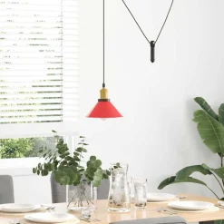Hanglamp in hoogte verstelbaar E27 Ø22 cm metaal glanzend rood><noscript><img width=