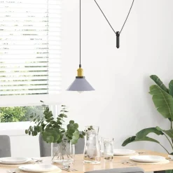 Hanglamp in hoogte verstelbaar E27 Ø22 cm metaal glanzend grijs><noscript><img width=