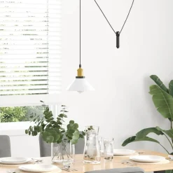 Hanglamp in hoogte verstelbaar E27 Ø22 cm metaal glanzend wit><noscript><img width=