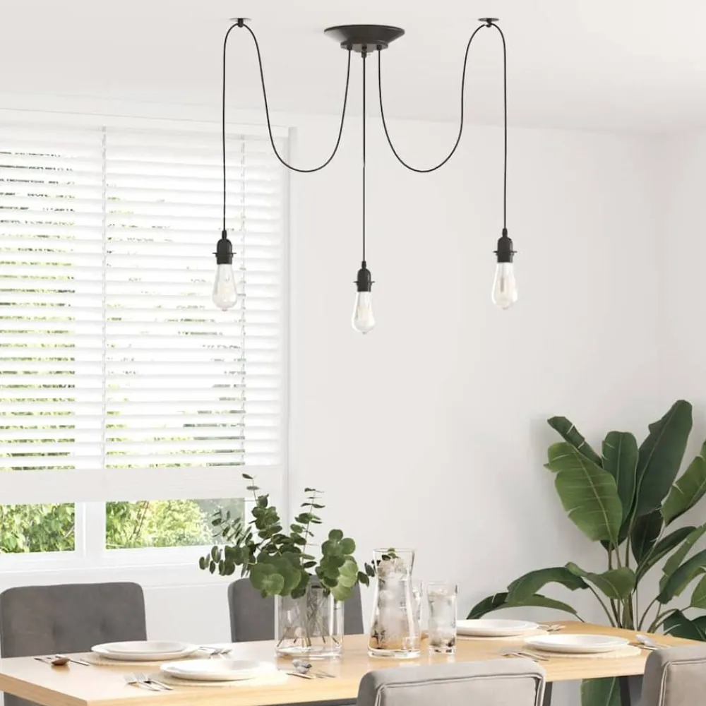 Verlichting*vidaXL Hanglamp met 3 lamphouders E27 metaal zwart