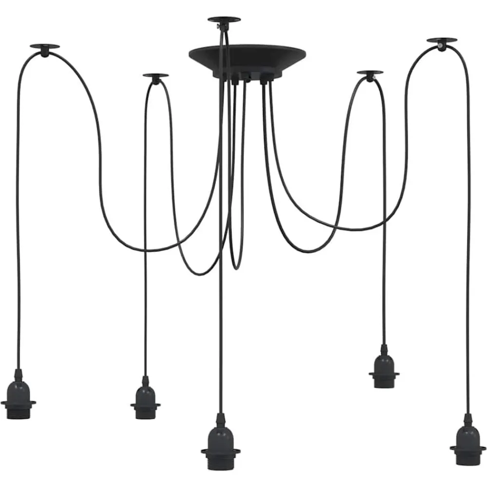 Hanglamp met 5 lamphouders E27 metaal zwart>vidaXL Hot