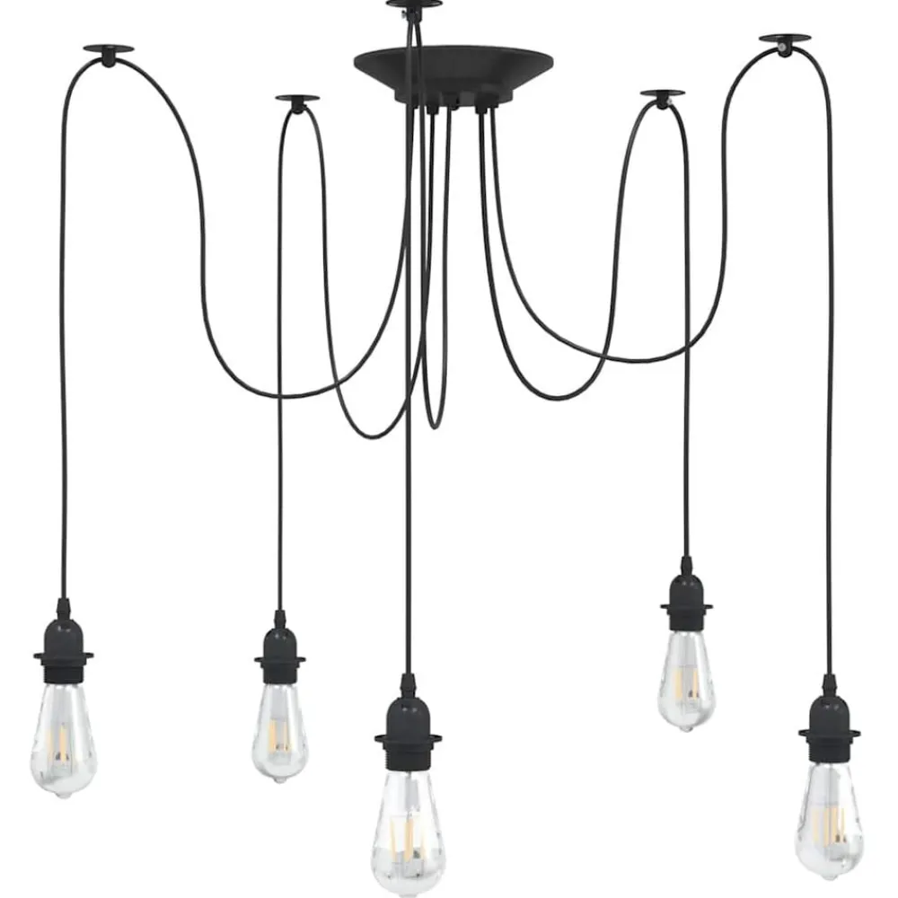 Hanglamp met 5 lamphouders E27 metaal zwart>vidaXL Hot