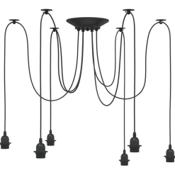 Verlichting*vidaXL Hanglamp met 6 lamphouders E27 metaal zwart
