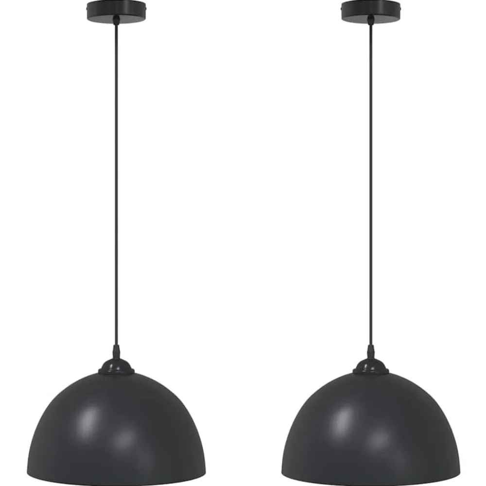 Verlichting*vidaXL Hanglampen 2 st In hoogte verstelbaar E27 30 cm metaal Zwart