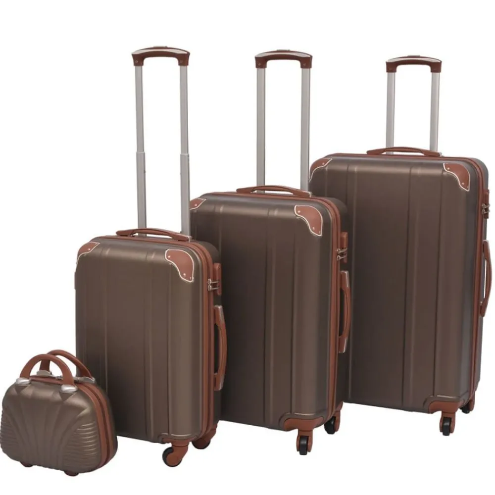 Bagage & Tassen*vidaXL Harde rolkoffer set bruin 4-dlg Koffiebruin