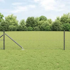 Tuinafscheidingen*vidaXL Hek met Paal 0,4 x 10 m Staal en PVC Grijs
