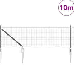 Tuinafscheidingen*vidaXL Hek met Paal 0,4 x 10 m Staal en PVC Grijs