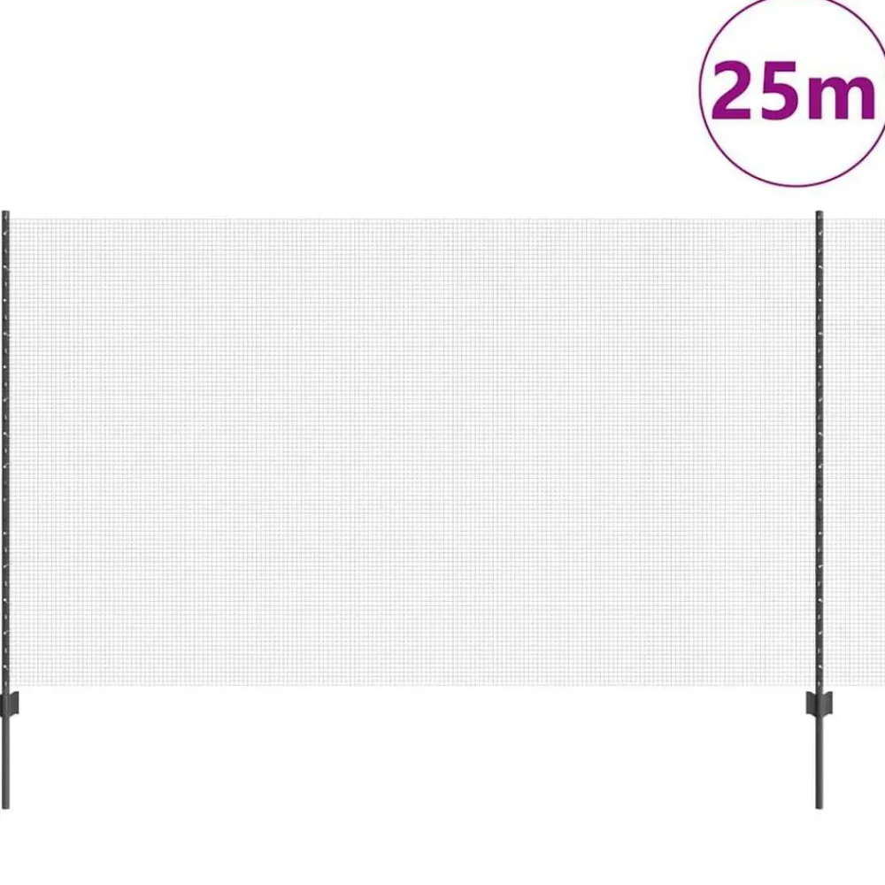 Hek met Paal 1,4 x 25 m Staal en PVC>vidaXL Sale