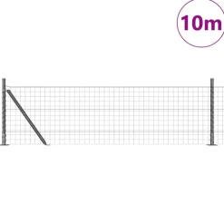 Tuinafscheidingen*vidaXL Hek met Paal 0,4 x 10 m Staal en PVC Grijs