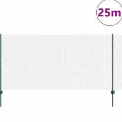 Tuinafscheidingen*vidaXL Hek met Paal 1,2 x 25 m Staal en PVC Groen