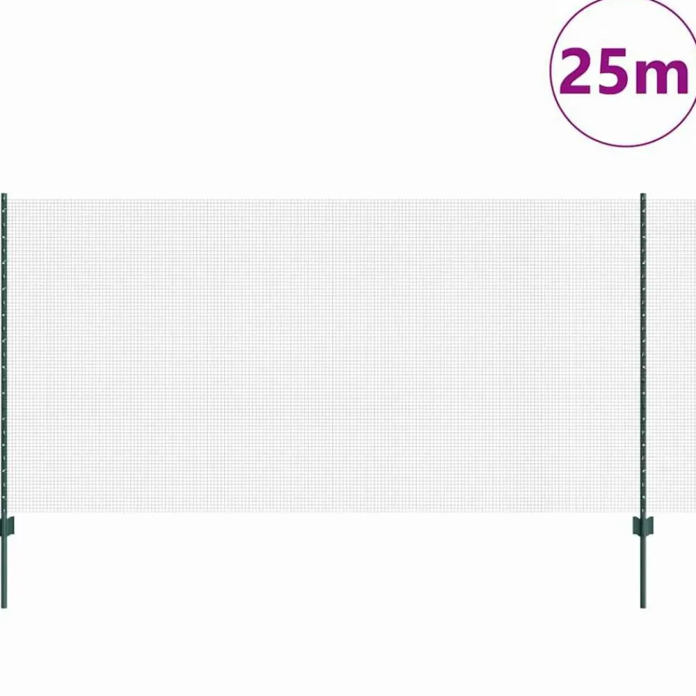 Tuinafscheidingen*vidaXL Hek met Paal 1,2 x 25 m Staal en PVC Groen