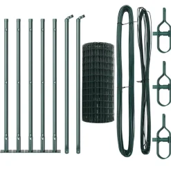 Tuinafscheidingen*vidaXL Hek met Paal 0,4 x 10 m Staal en PVC Groen