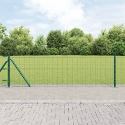Tuinafscheidingen*vidaXL Hek met Paal 0,4 x 10 m Staal en PVC Groen