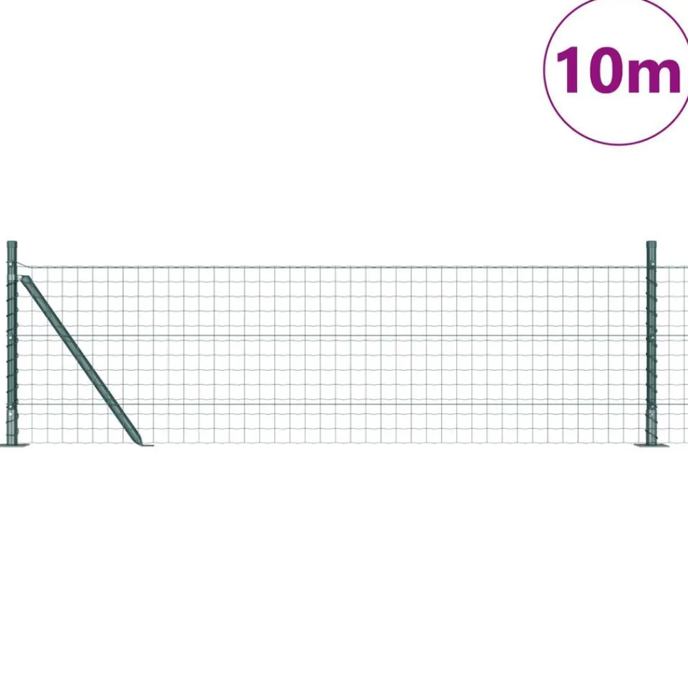 Tuinafscheidingen*vidaXL Hek met Paal 0,4 x 10 m Staal en PVC Groen