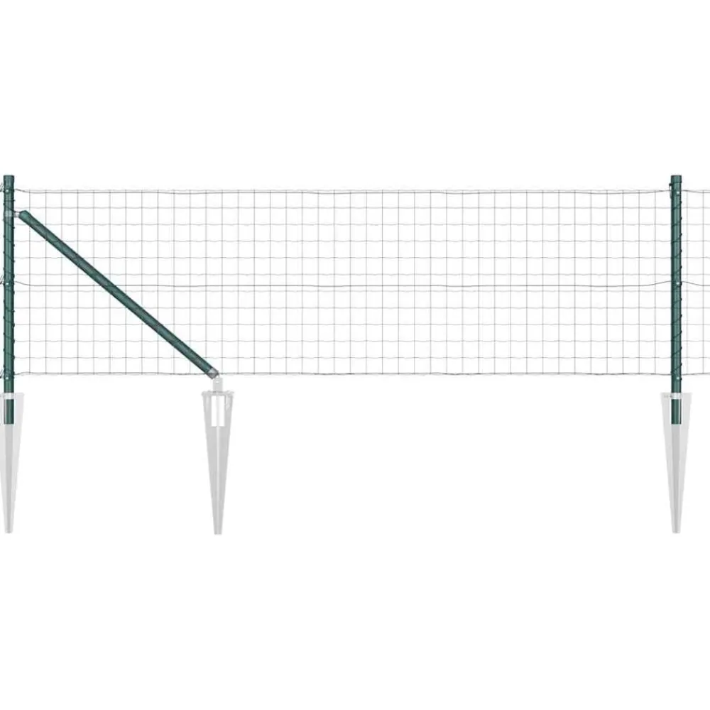 Tuinafscheidingen*vidaXL Hek met Paal 0,4 x 10 m Staal en PVC Groen