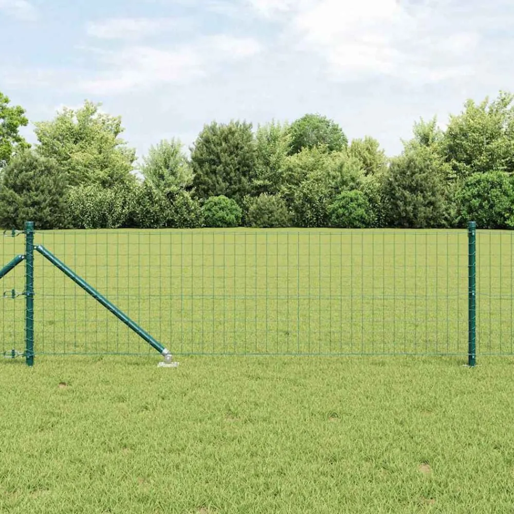 Tuinafscheidingen*vidaXL Hek met Paal 0,4 x 10 m Staal en PVC Groen
