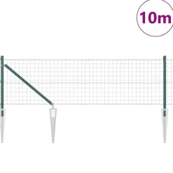 Tuinafscheidingen*vidaXL Hek met Paal 0,4 x 10 m Staal en PVC Groen
