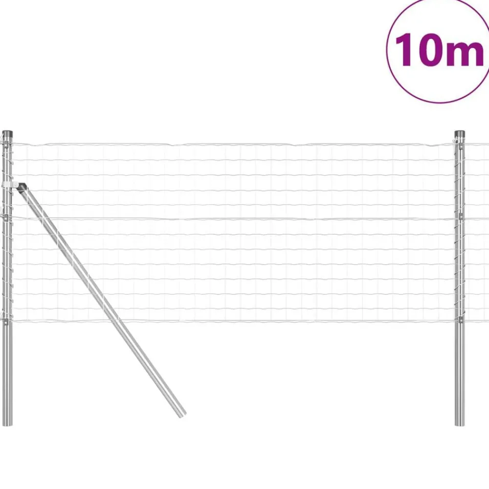Tuinafscheidingen*vidaXL Hek met Paal Zilver 0,4 x 10 m Staal en PVC Gegalvaniseerd staal