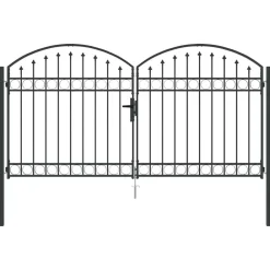 Tuinafscheidingen*vidaXL Hekpoort Assen dubbele deur met gebogen bovenzijde staal 300x150 cm
