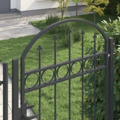 Tuinafscheidingen*vidaXL Hekpoort Assen met gebogen bovenzijde staal 102x200 cm zwart