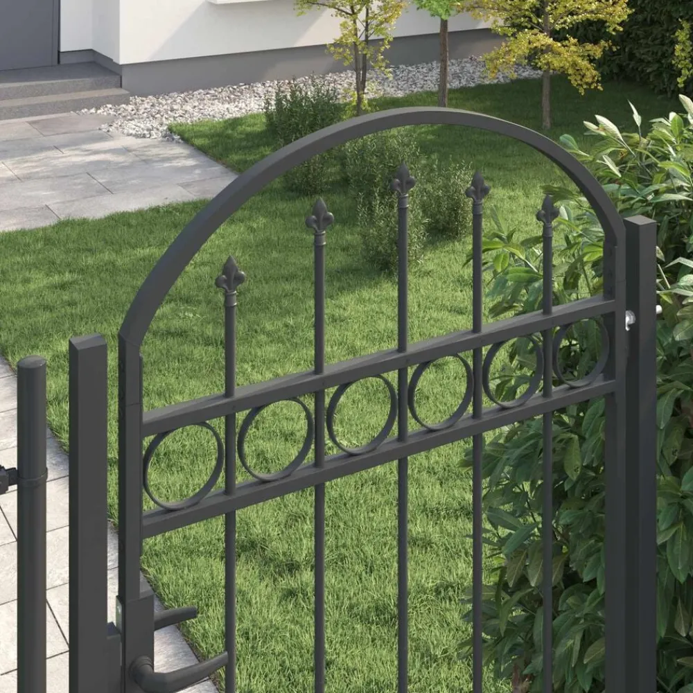 Tuinafscheidingen*vidaXL Hekpoort Assen met gebogen bovenzijde staal 102x200 cm zwart