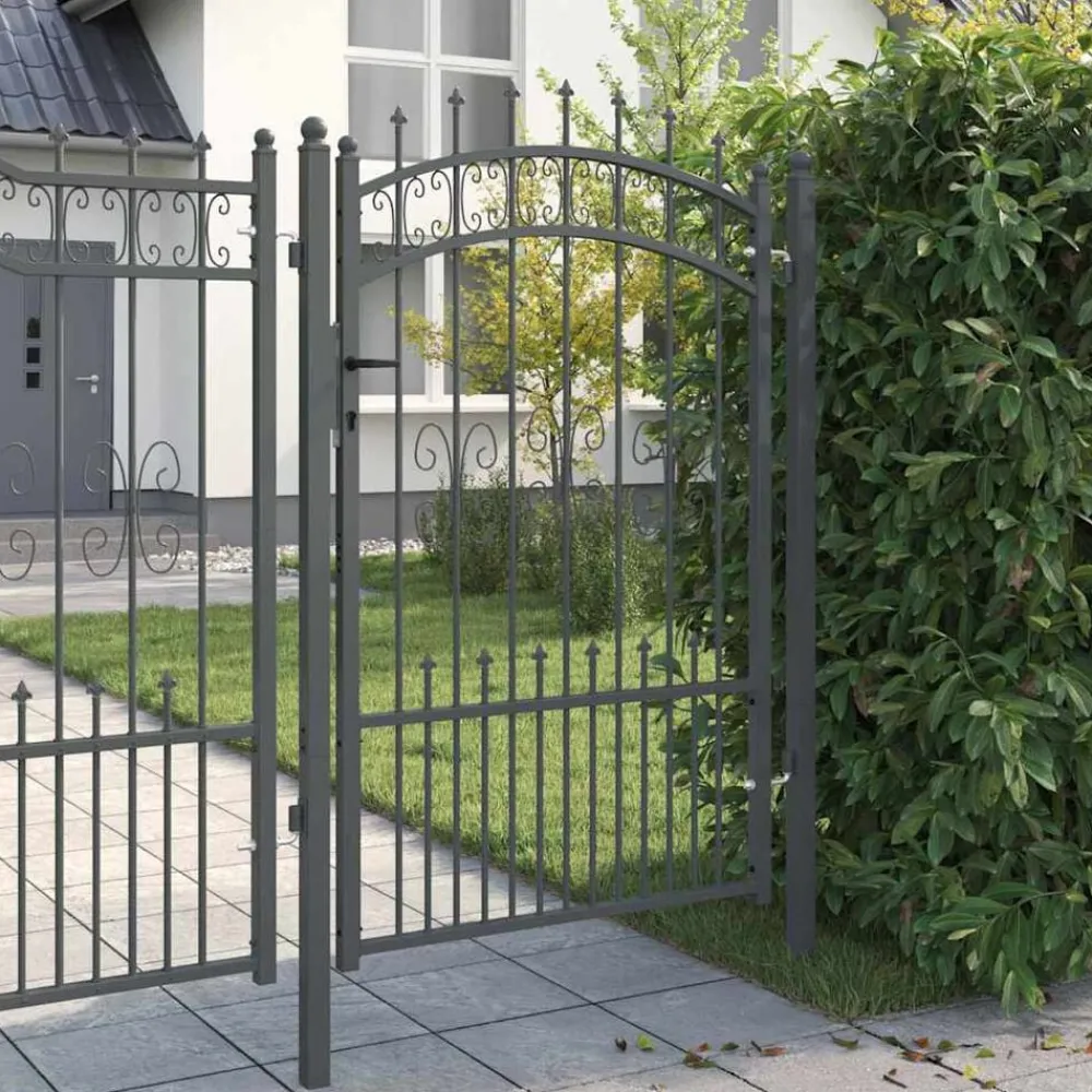 Hekpoort Kampen met speerpunt zwart 103x150 cm staal>vidaXL Discount