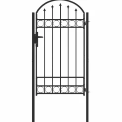 Tuinafscheidingen*vidaXL Hekpoort met slot Assen Grijs 100 x 175 cm Gepoedercoat staal