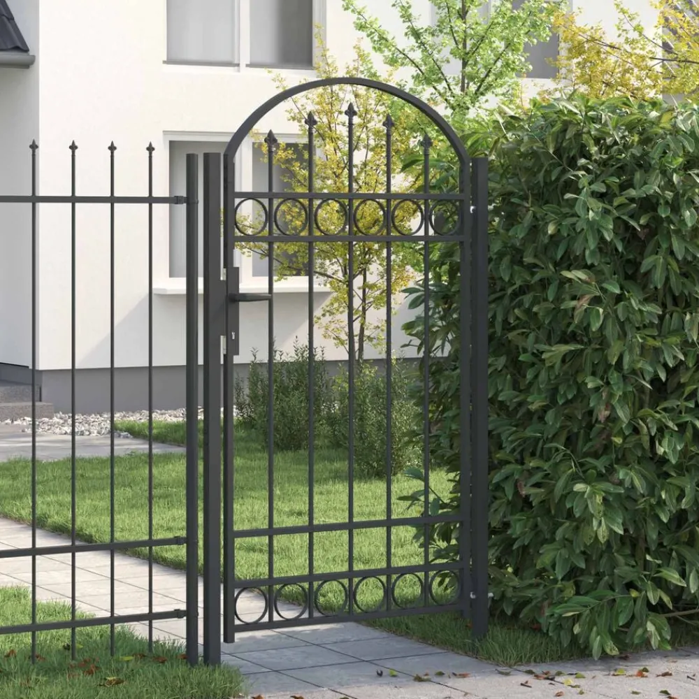 Tuinafscheidingen*vidaXL Hekpoort met slot Assen Grijs 100 x 175 cm Gepoedercoat staal