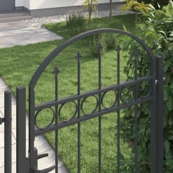 Tuinafscheidingen*vidaXL Hekpoort met slot Assen Grijs 100 x 175 cm Gepoedercoat staal