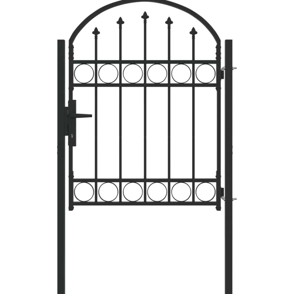 Tuinafscheidingen*vidaXL Hekpoort met slot Assen Grijs 100 x 125 cm Gepoedercoat staal