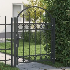 Tuinafscheidingen*vidaXL Hekpoort met slot Assen Grijs 100 x 125 cm Gepoedercoat staal